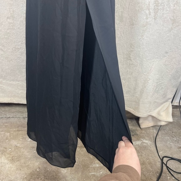 Dave & Johnny full length black chiffon maxi dress womens 10 slits whimsigoth - Picture 4 of 10